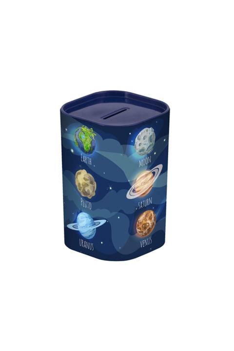 Herevin Kumbara Gezegen Desenli Plastik Açılır Kapaklı 12 X 7,5 X 7,5cm 161495-003