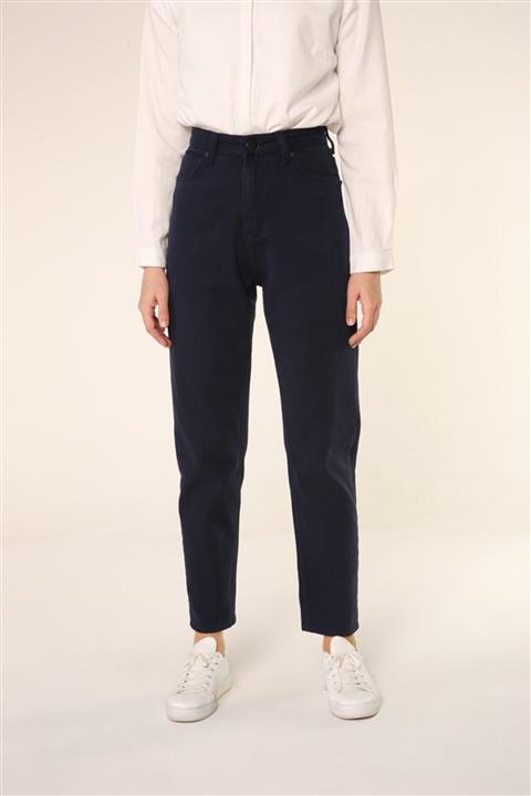 ALLDAY Kadın Lacivert Doğal Kumaş Mom Pantolon