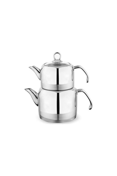 Schafer Ada Metal Çaydanlık Takımı Büyük 4 Parça - Inox