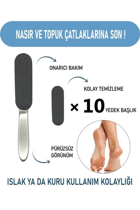 Ocean Colliya Nasır Ve Topuk Çatlağı Giderici Ayak Törpüsü (10 Yedek Başlık Ile)