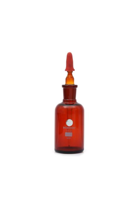Borosil Cam Damlatma Şişesi/damlalık Şişe- Amber - 125 ml - Kauçuk Pipetli - Boyun:19/26 - 1 Adet/paket