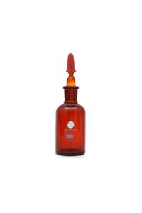 Borosil Cam Damlatma Şişesi/damlalık Şişe- Amber - 125 ml - Kauçuk Pipetli - Boyun:19/26 - 1 Adet/paket