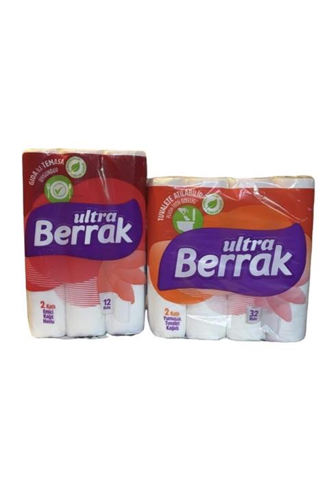 Berrak Ultra 2 Katlı 12 Rulo Kağıt Havlu + 32 Rulo Tuvalet Kağıdı