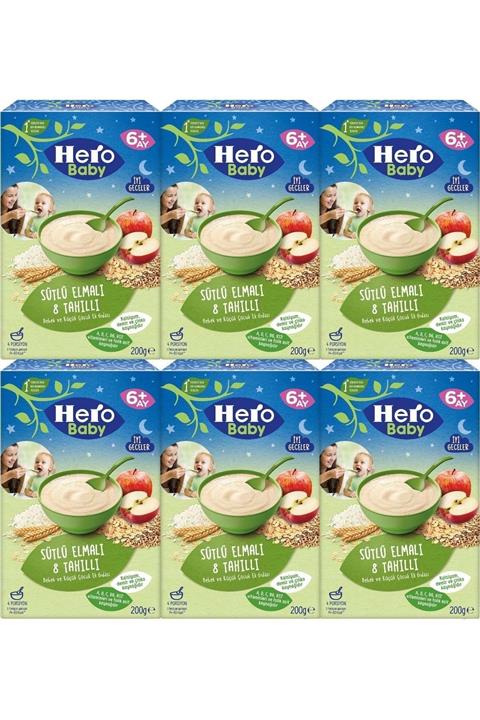Hero Baby 200gr Gece Sütlü Elmalı 8 Tahıllı 6 Lı Set Kaşık Maması