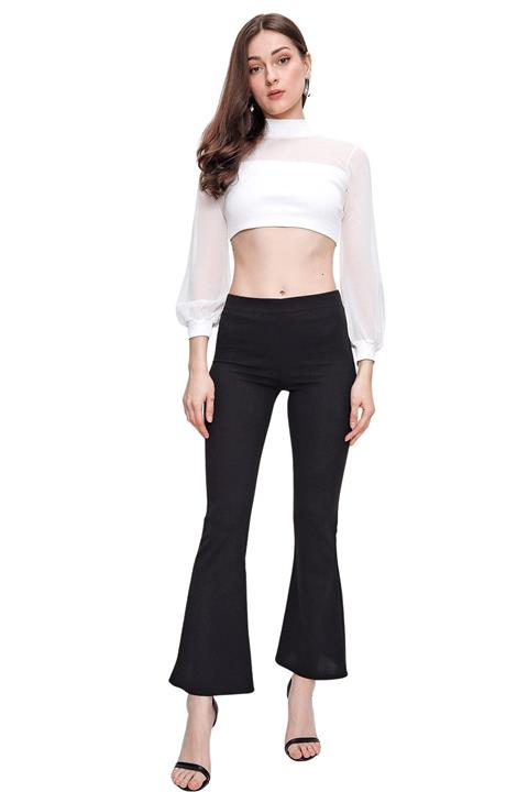 butikburuç Kadın Siyah Scuba Crep Ispanyol Paça Pantolon