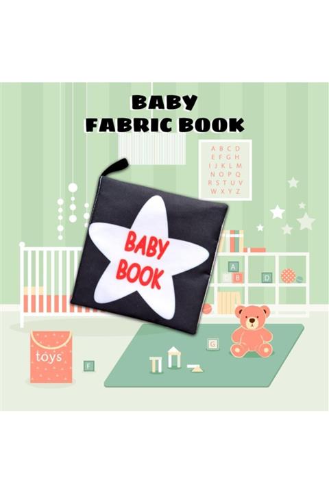 Tox Ingilizce Siyah Beyaz Bebek Kumaş Sessiz Kitap T136 - Bez Kitap , Eğitici Oyuncak , Yumuşak Ve H