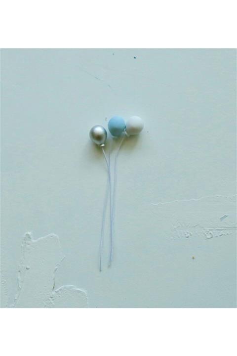 Pembe Kaktüs Üçlü Mini Balon Şeklinde Pasta Süsü