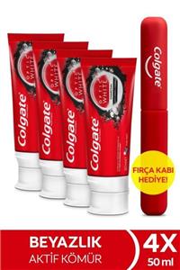 Colgate Optic White Aktif Kömür Beyazlatıcı Diş Macunu 50 ml X 4 Adet Fırça Kabı Hediye