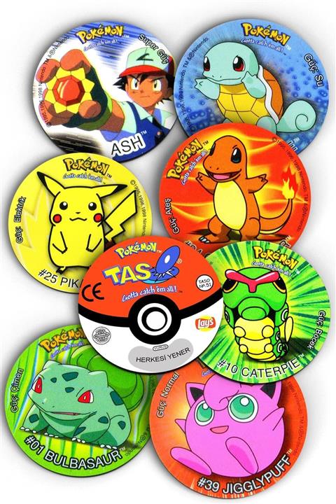 Mutlu Parti Pokemon Taso Şeklinde, Nostaljik, Dekoratif Bardak Altlığı 8 Adet