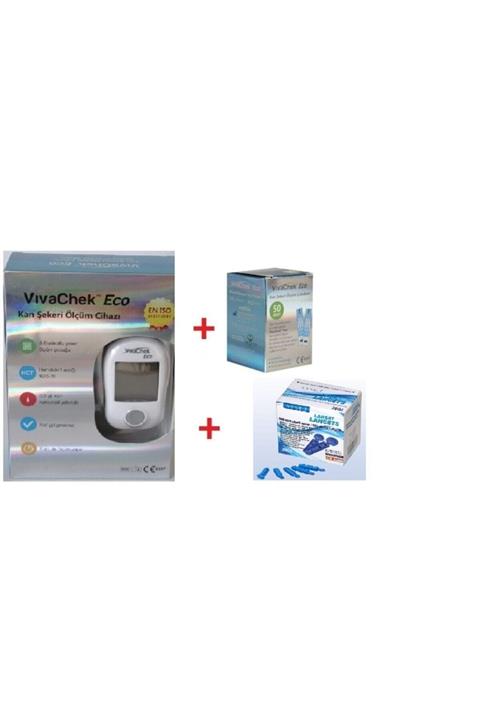 VIVACHEK Vivacheck Şeker Ölçüm Cihazı 50 Adet Ölçüm Stripi ve 100 Adet Parmak Delme İğnesi