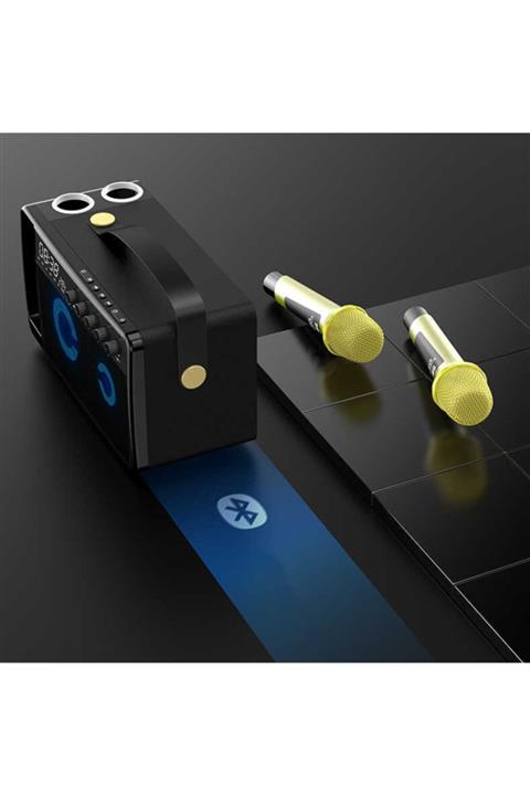 CoverStation Soaiy K18 Mikrofonlu Bluetooth Hoparlör Led Göstergeli Güçlendirilmiş Ekstra Basslı Karaoke Seti