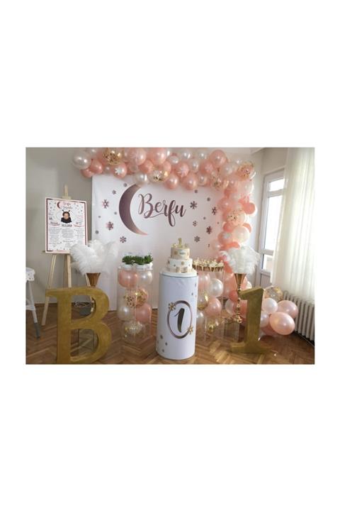 perabalon Pera Parti Somon-Beyaz Renkler Zincir Balon Seti