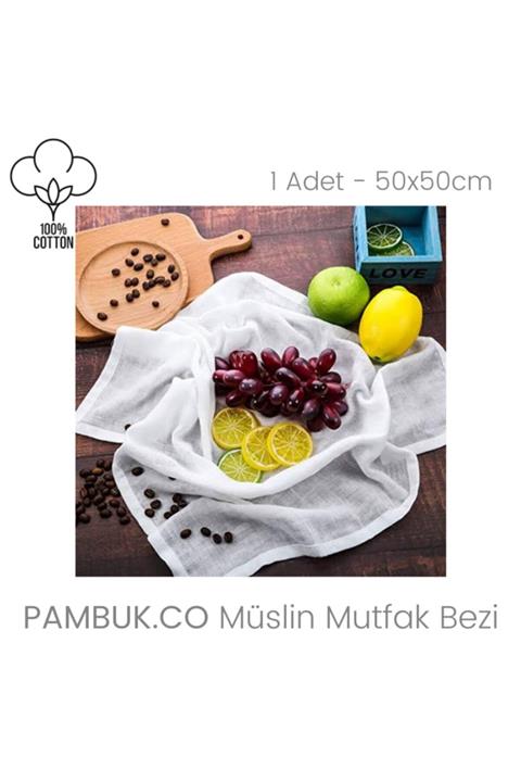 pambuk co Müslin Mutfak Bezi %100 Organik Pamuk - 50x50cm
