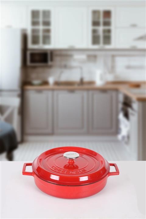 Lava Çok Amaçlı Yayvan Kırmızı Döküm Tencere