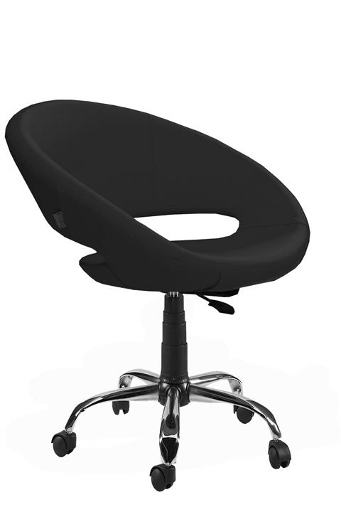 SANDİNO Tombiş - Siyah, Suni Deri, Metal Ayaklı Ofis Çalışma Sandalyesi