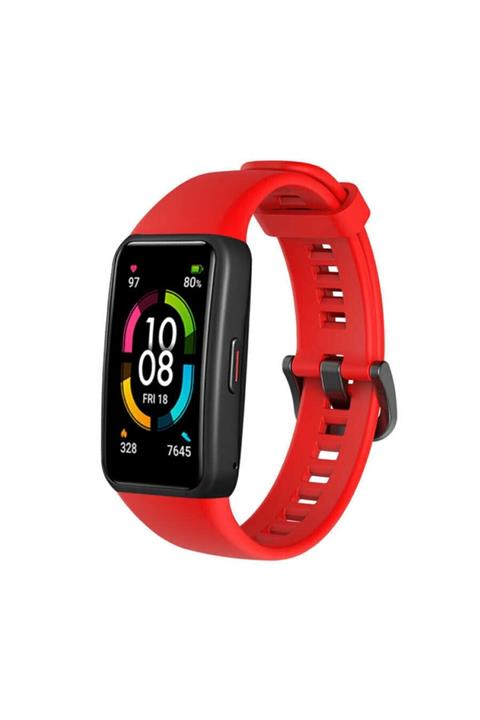 Tagomoon Huawei Honor Band 6 Ile Uyumlu Tokalı Kırmızı Silikon Kordon Kayış