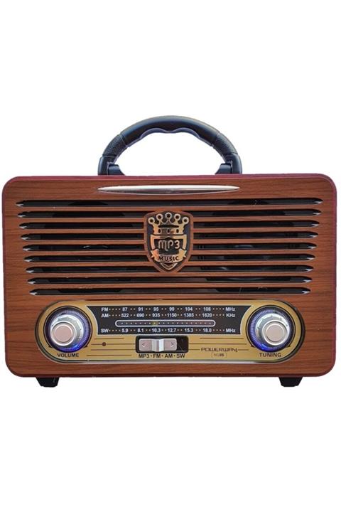 Samsung Nostaljik Radyo Portatif Bluetooth Hoparlör Usb Uzaktan Kumandal Powerway Nsj05