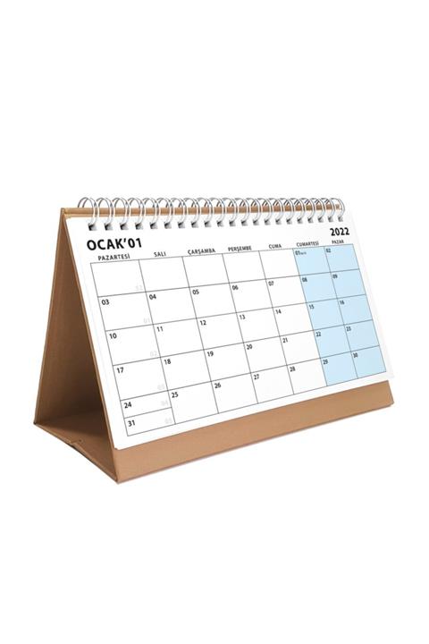 bi'aldım Aylık Planlama 2022 Takvim Renkli Kraft Masa Takvimi