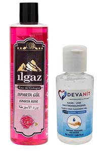 ILGAZ Isparta Gülü Kolonyası 400 ml + Devanit 50 ml Dezenfektan Jel Pürel