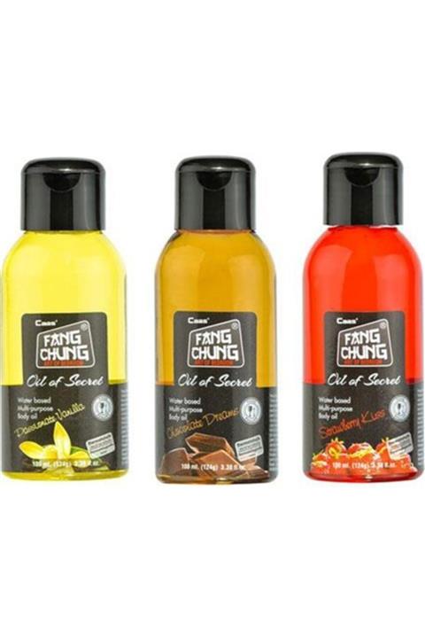 Fang Chung Vanilya  Çikolata  Çilek Aromalı Masaj Yağı 100ml Seti