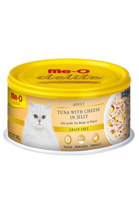 meo Meo Delite Tahılsız Jöle Içinde Ton Balıklı Ve Peynirli Yetişkin Kedi Konservesi 80 gr