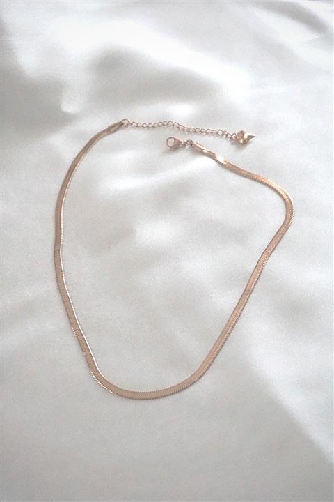 By Meriç Italyan Ezme Zincir Rose Renk Çelik Kolye