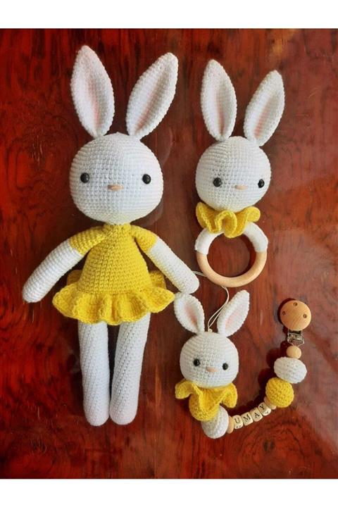 USTAHOBİEVİ Amigurumi Sevimli Tavşan Yenidoğan Set