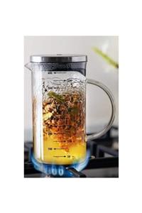 LifeComfort Bitki Çayı Filtre Kahve Için Sıcağa Dayanıklı Borosilikat French Press Ölçü Kabı 600 Ml