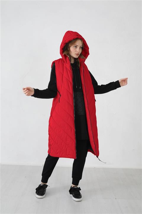 Moodbasic Ray Kapitone Yelek Kırmızı