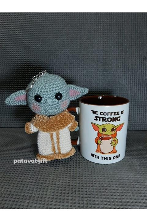 Patavat Baby Yoda Amirgurumi Anahtarlık Baby Yoda Tasarımlı Renkli Kupa Hediyeli