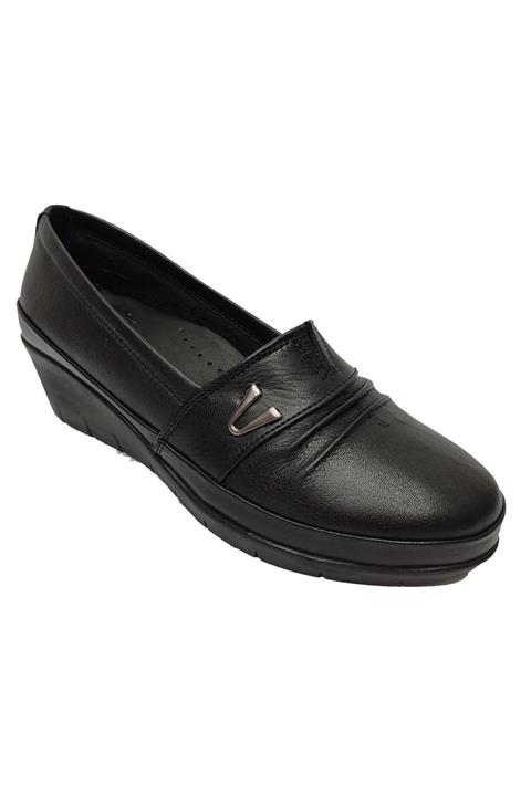 Scavia Kadın Siyah Hakiki Deri Ortopedik Ayakkabı 244-20