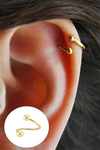 Salyangoz Company Cerrahi Çelik Spiral Model Iki Ucu Toplu Gold Renk Piercing 1 Adet Splrgld