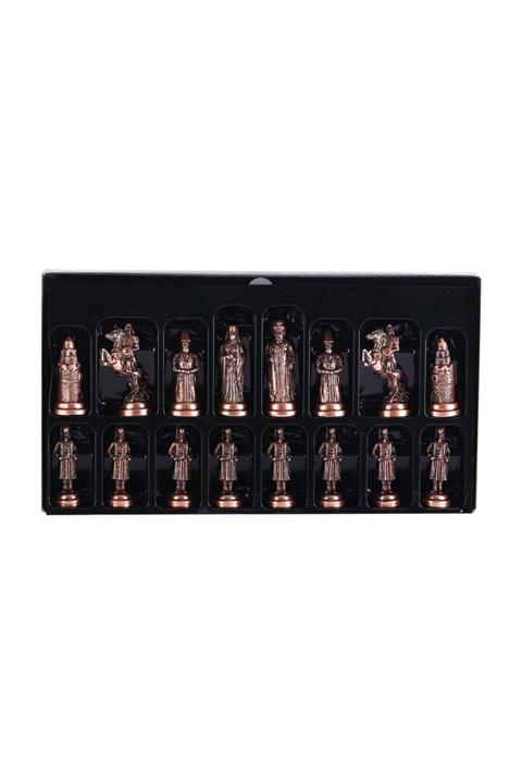 Gift Home Büyük Boy Metal Osmanlı Bizans Satranç Takımı Antik Ve Katlanır Sedef Tahta