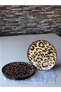 GÜRCÜGLASS Leopar Desen Servis Tabağı