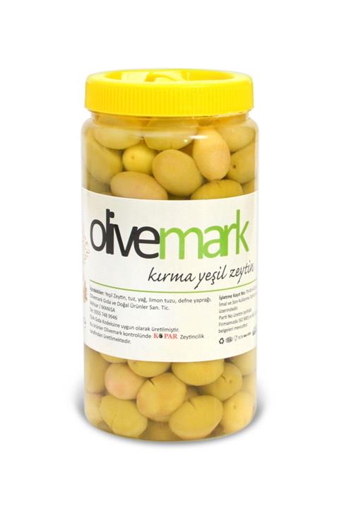 olivemark Domat Kırma Yeşil Zeytin 1 Kg Pet (120-140) Büyük Boy