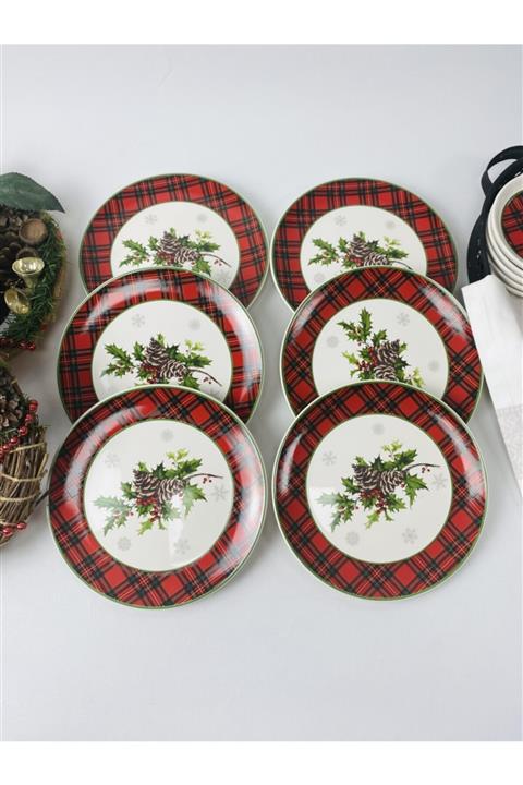 Ülger Seramik Yeniyıl Özel Tasarım 6'lı Pasta Tabağı 19cm
