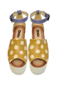 Dogo Stripes And Dots / Tasarım Baskılı Vegan / Dora Kadin Topuklu Kadin Sandalet