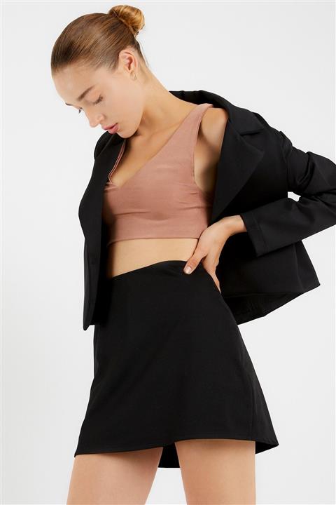 LAMODEMAPASS Kadın Siyah Şort Etek