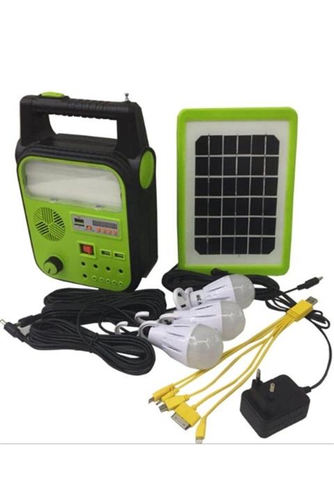 gaman Yeni Model Güneş Enerjili Solar Aydınlatma Sistemi Radyolu 5mt X 3 Ampullü Solar Set