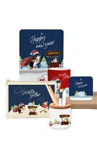 Flipped Yılbaşı Happy New Year B Kupa, Mousepad, Altlık, Cüzdan Ve Kalemlik Seti