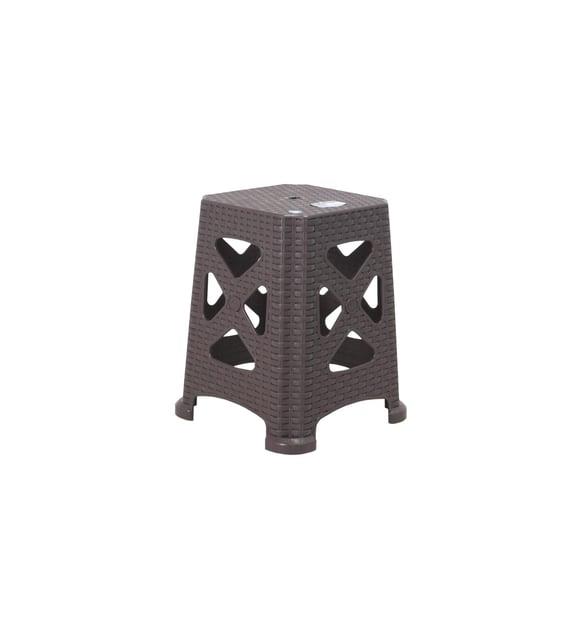 Mandella Sağlam Plastik Elit Rattan Büyük Tabure (6 ADET) Kahverengi