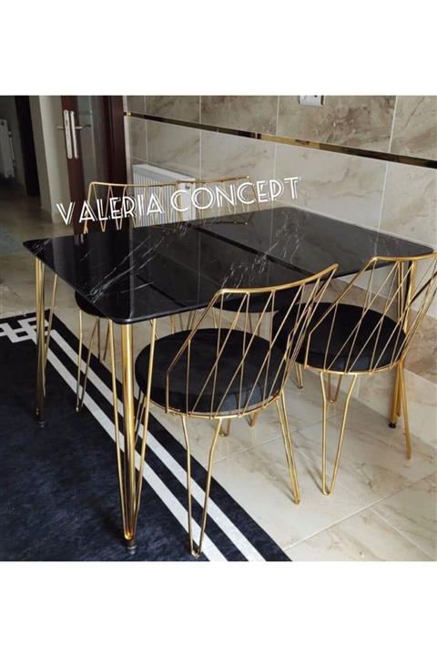 valeria concept Gold Tel Masa Takımı