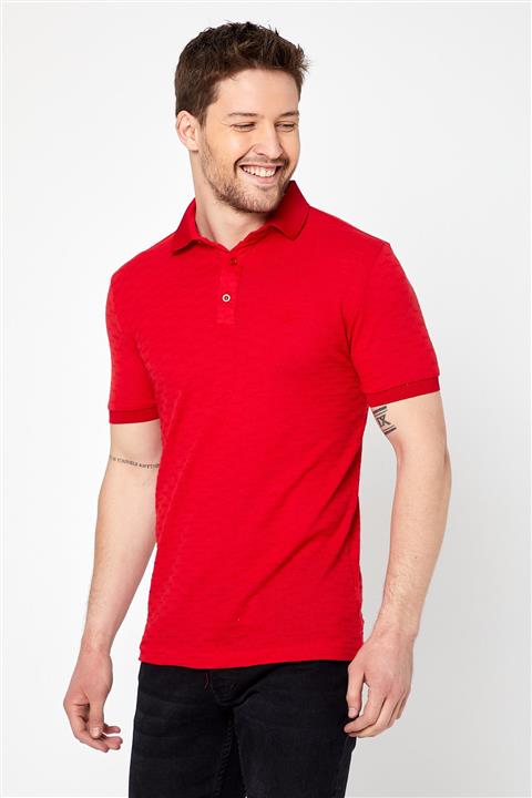 BACKMAN Erkek Kırmızı Çizgi Desenli Polo Yaka T-shırt