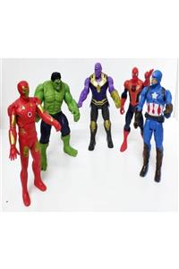 1001Hediye Thanos Örümcek Adam Ironman Hulk Oyuncak 5li Set 15 cm