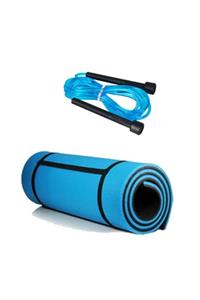 REDZEUS 10 Mm Mavi-siyah Çift Taraflı Yoga Matı Pilates Minderi Uyku Matı Ve Atlama Ipi Hediyeli