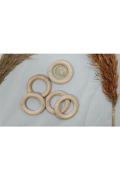 TUHAFİYE DUNYASI Ahşap Makrome Halkası 5cm 5 Adet
