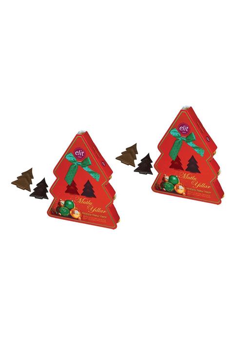 Elit Çikolata Yılbaşı Çam Ağacı Madlen Çikolata Kutu 216g 2’li Set
