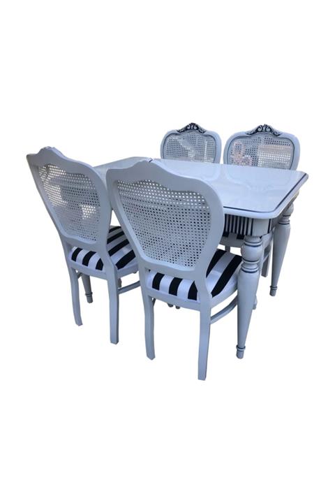 BENGİ TİCARET Bengi Fitilli Masa Kontra Sandalye Takımı Lake Boyalı