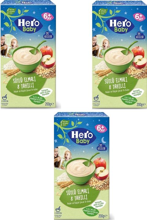 Hero Baby Hero 200 G Sütlü 8 Tahıllı Elma X 3 Adet