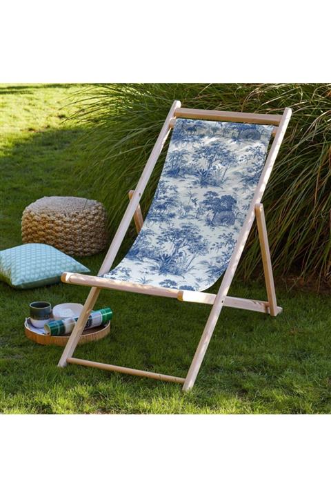 Adawall Mavi Bahçe Katlanabilir Şezlong